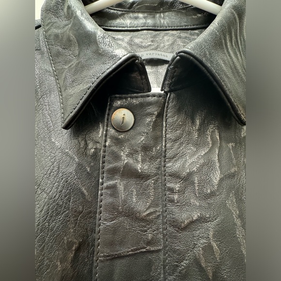 John Varvatos Collection Crinkled Black Leather Jacket Size 46 - Picture 5 of 5